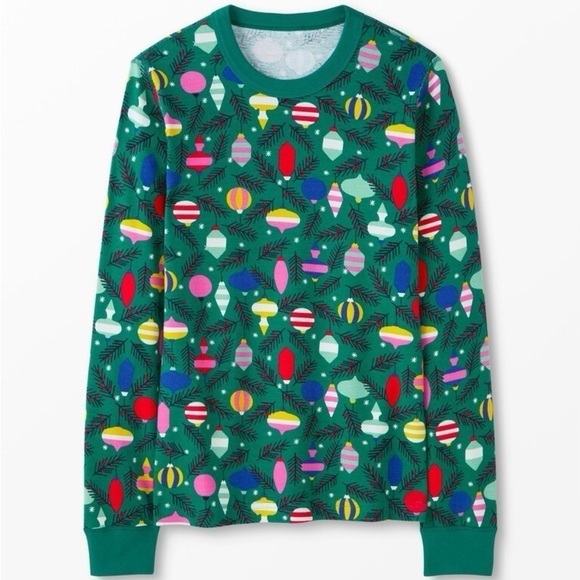 Hanna Andersson Holiday 2023 Ornament Print Green Long John Top Unisex Mens - Picture 1 of 7